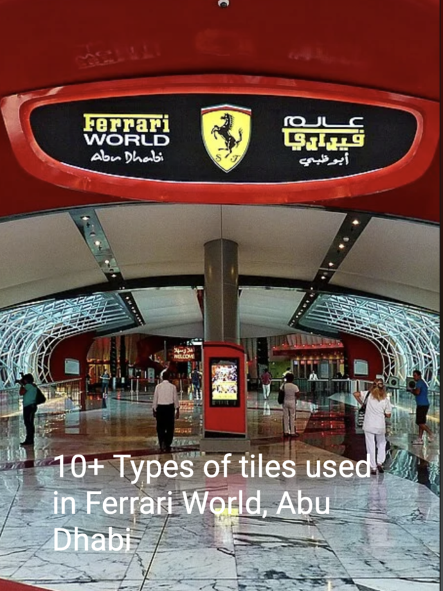 Ferrari World Abu Dhabi’s dynamic design is elevated by stunning tiles, blending speed and elegance seamlessly.